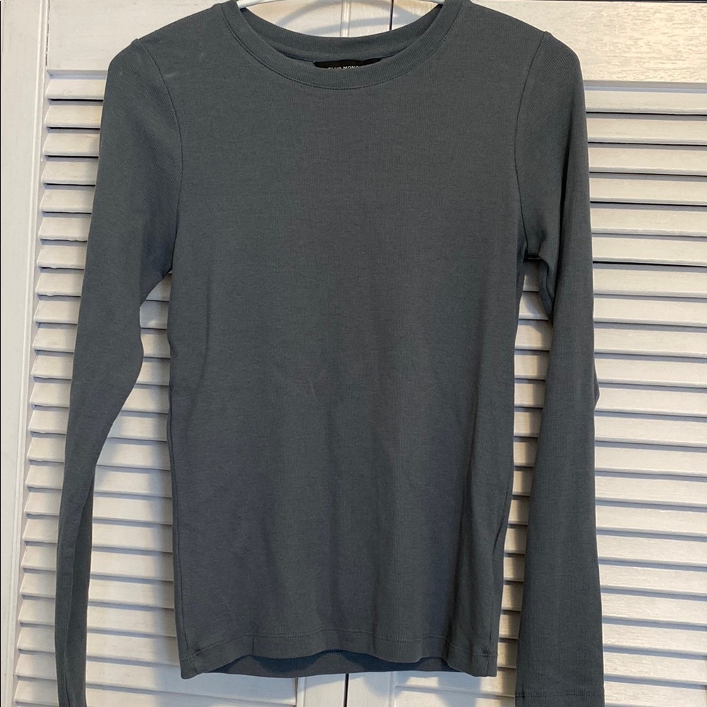 Club Monaco Classic Gray Blue Long Sleeve Top